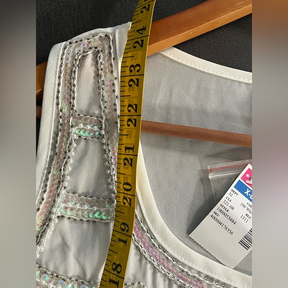 Wild Cat VTG Y2K Silk Blend White Sequin Tank Top XL NWT - Picture 11 of 11